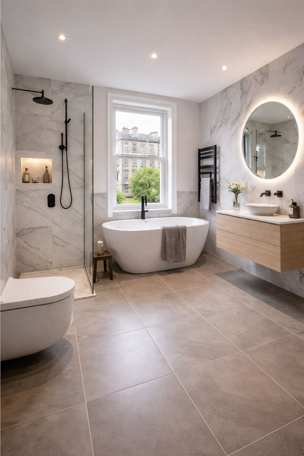 Finished period flat bathroom following an Edinburgh property renovation
